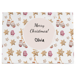 Bolsa De Regalo Grande Cute acuarela Winter Glowes Snowman Cookies