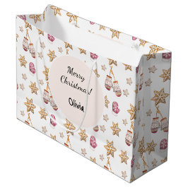 Bolsa De Regalo Grande Cute acuarela Winter Glowes Snowman Cookies