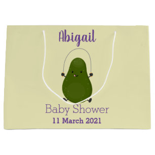 Bolsa De Regalo Grande Cute aguacate salto cuerda personalizado ilustraci