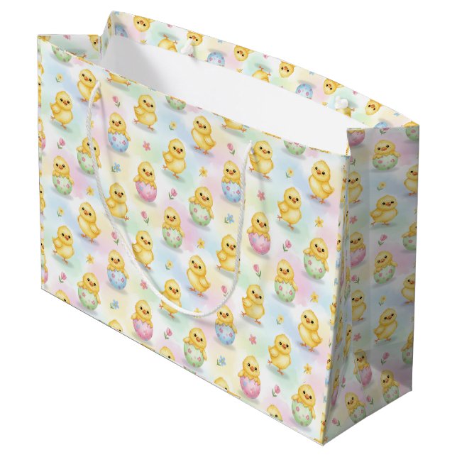 Bolsa De Regalo Grande Cute Baby Chick Watercolor Easter (Angulo reverso)