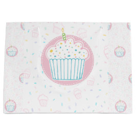 Bolsa De Regalo Grande Cute Birthday Cupcake with Candle