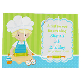 Bolsa De Regalo Grande Cute Blonde Hair Boy Baking Gracias