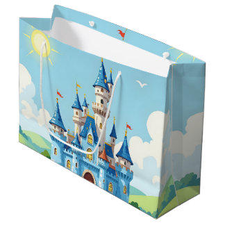 Bolsa De Regalo Grande Cute blue and white castle
