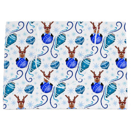 Bolsa De Regalo Grande Cute Blue Kids Christmas Reindeer