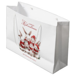 Bolsa De Regalo Grande Cute bunnios y nombre personalizado Feliz Navidad 