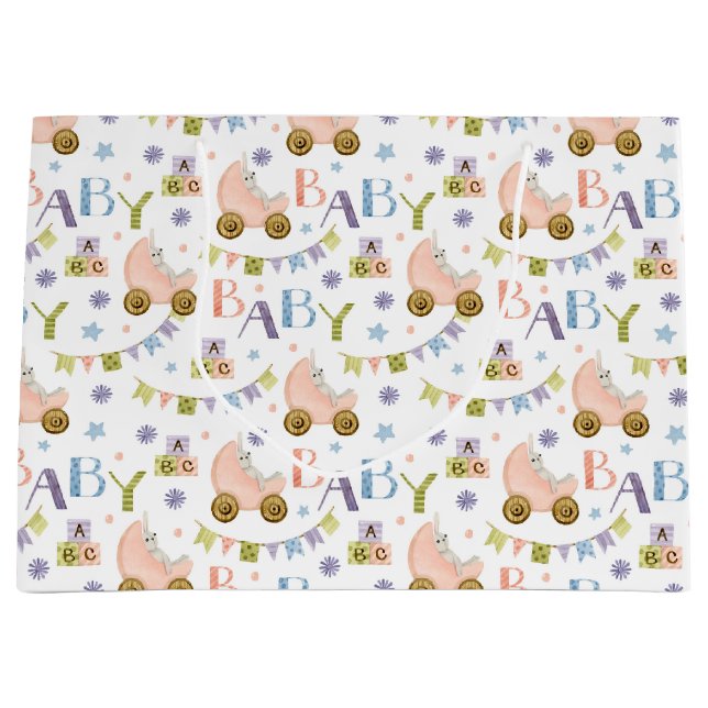 Bolsa De Regalo Grande Cute Bunny Rabbit Baby Shower (Anverso)