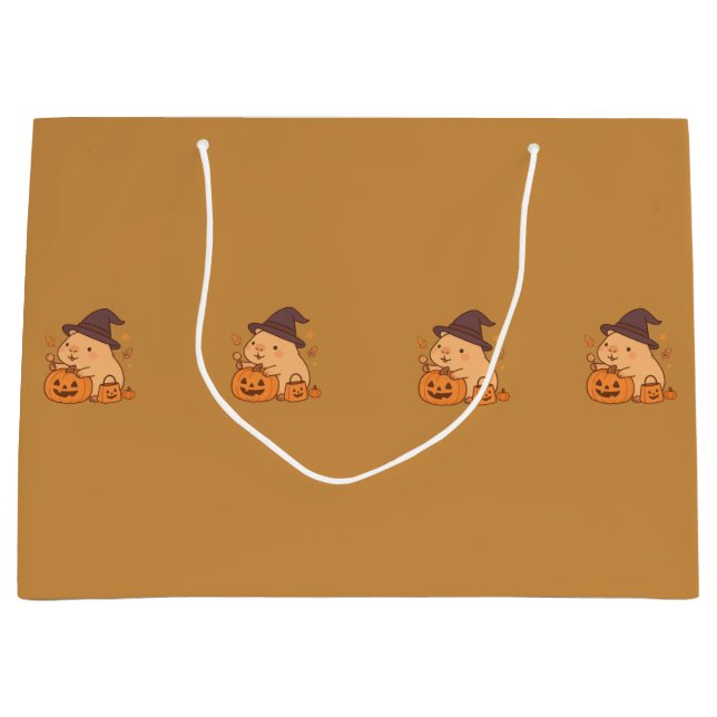 Bolsa De Regalo Grande Cute Capybara with Pumpkin Gift Bag | (Anverso)