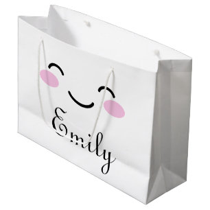 Bolsa De Regalo Grande Cute cara sonriente personalizado personalizado du