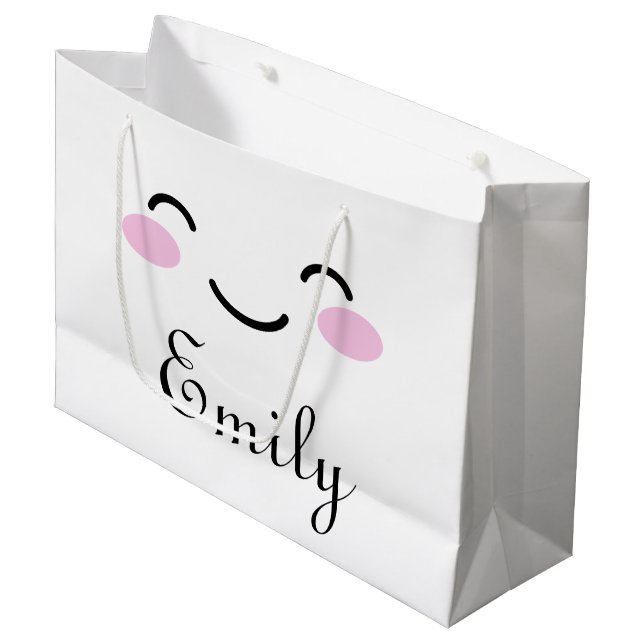 Bolsa De Regalo Grande Cute cara sonriente personalizado personalizado du (Angulo Anverso)