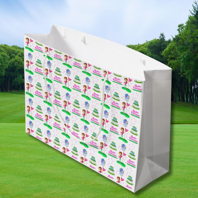 Bolsa De Regalo Grande Cute Chibi Chica Cumpleaños Golfing Temático Cumpl (Subido por el creador)