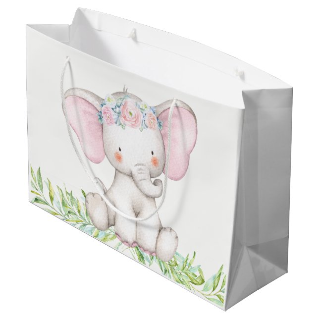 Bolsa De Regalo Grande Cute Chica Baby Elephant Baby Shower (Angulo reverso)