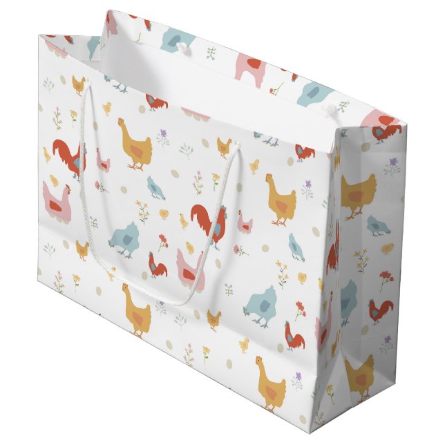Bolsa De Regalo Grande Cute Chickens Hens and Baby Chicks (Angulo Anverso)