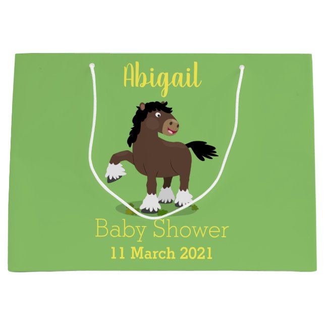 Bolsa De Regalo Grande Cute Clydesdale personalizado de caballo ilustraci (Anverso)
