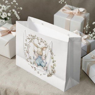 Bolsa De Regalo Grande Cute Conejo Vintage en Columpio Baby Shower