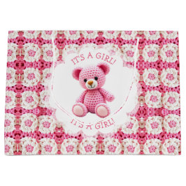 Bolsa De Regalo Grande Cute Crocheted Teddy Bear Girl's Baby Shower