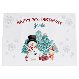 Bolsa De Regalo Grande Cute feliz cumpleaños de los Navidades de Snowman