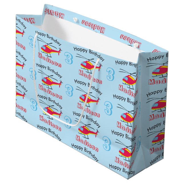 Bolsa De Regalo Grande Cute Flying Helicopter Nacimiento y Edad (Angulo Anverso)