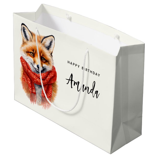 Bolsa De Regalo Grande Cute Fox in a Red Scarf Autumn Image Birthday (Angulo reverso)