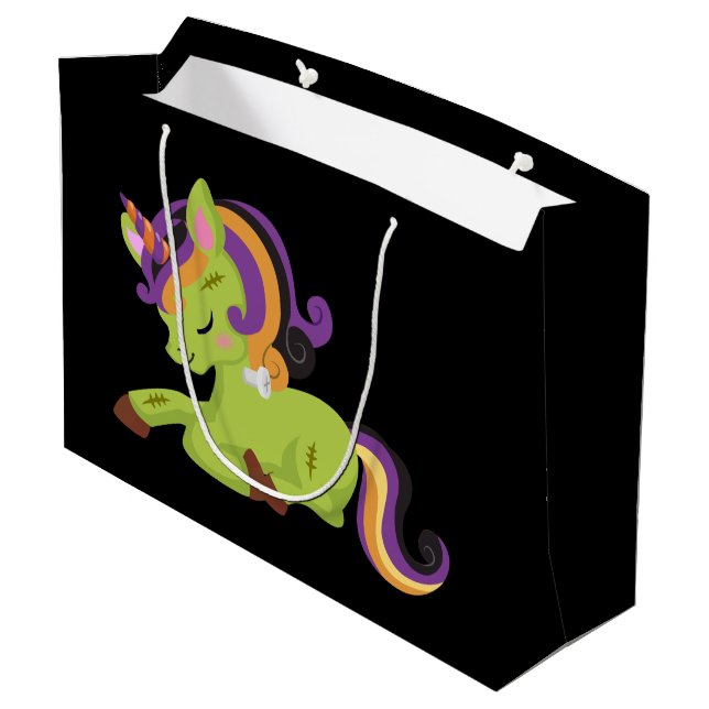 Bolsa De Regalo Grande Cute Frankenstein Unicorn Halloween (Angulo reverso)