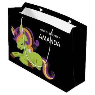 Bolsa De Regalo Grande Cute Frankenstein Unicorn Halloween Cumpleaños
