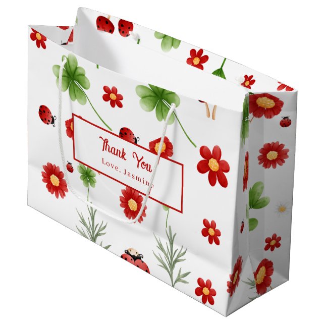 Bolsa De Regalo Grande Cute Garden little ladybug baby shower  (Angulo Anverso)