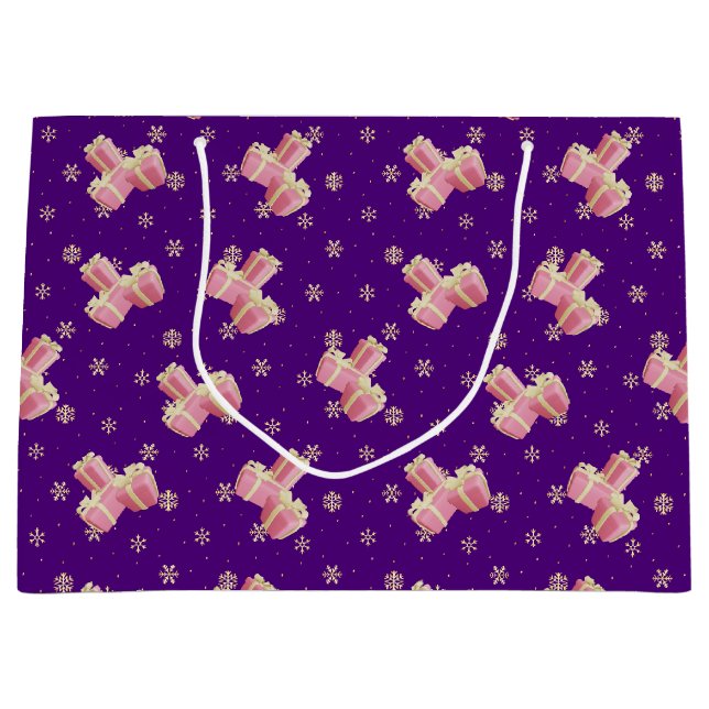 Bolsa De Regalo Grande Cute Girly Gold Púrpura Regalos de Navidad Rosa (Anverso)