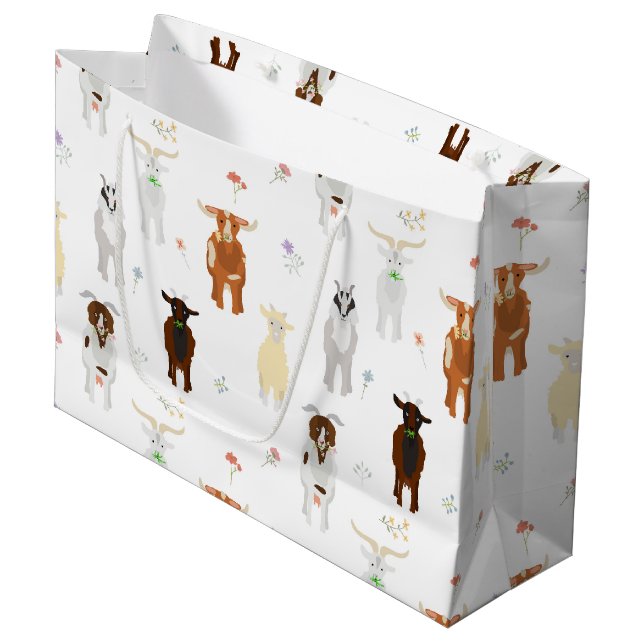 Bolsa De Regalo Grande Cute Goats Farm Animals (Angulo Anverso)