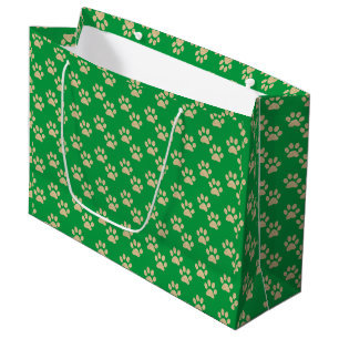 Bolsa De Regalo Grande Cute Gold Purpurina Paw Imprime A Los Amantes De L