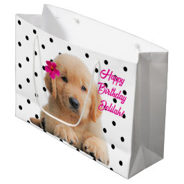 Bolsa De Regalo Grande Cute Golden Retriever Personalized Happy Birday