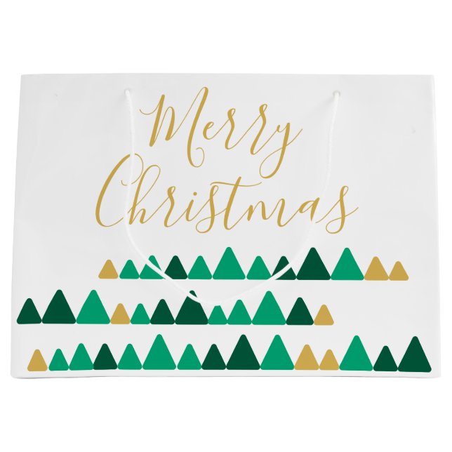 Bolsa De Regalo Grande Cute Green & Golden Woods Christmas Trees (Anverso)