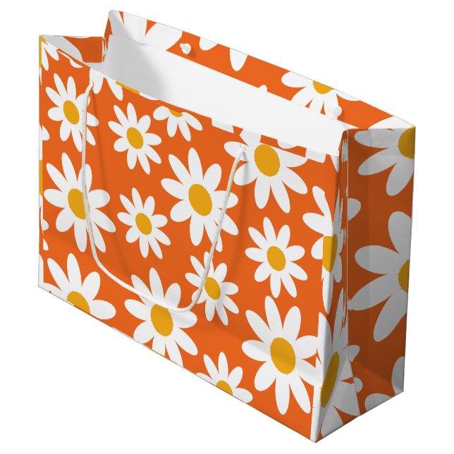 Bolsa De Regalo Grande Cute Groovy Retro Daisy  (Angulo Anverso)