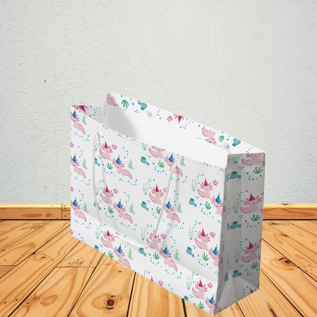 Bolsa De Regalo Grande Cute Happy Axolotl Birday Party White (Subido por el creador)