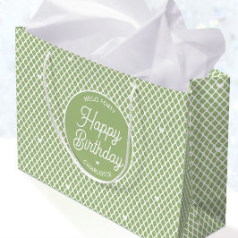 Bolsa De Regalo Grande Cute Happy Birthday Name Any Age Green Modern