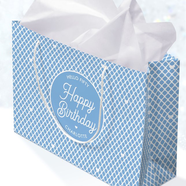 Bolsa De Regalo Grande Cute Happy Birthday Name Any Age Pretty Blue (Subido por el creador)
