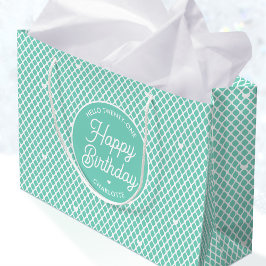Bolsa De Regalo Grande Cute Happy Birthday Name Any Age Pretty Mint