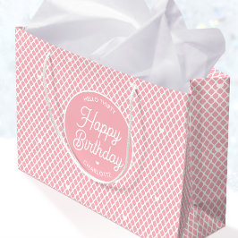 Bolsa De Regalo Grande Cute Happy Birthday Name Any Age Pretty Pink