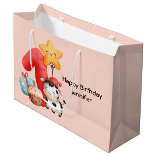 Bolsa De Regalo Grande Cute Happy Cow 1º cumpleaños