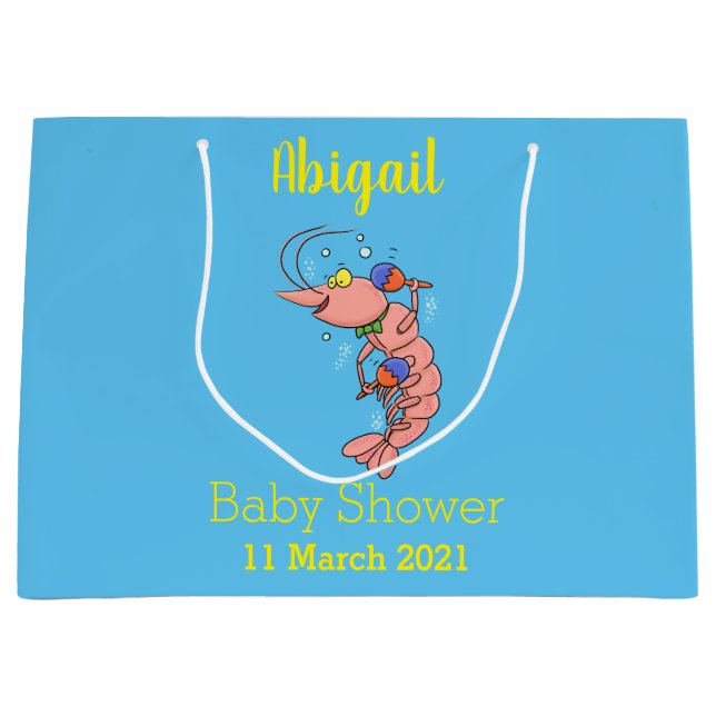 Bolsa De Regalo Grande Cute happy shrimp, prawn cartoon (Anverso)