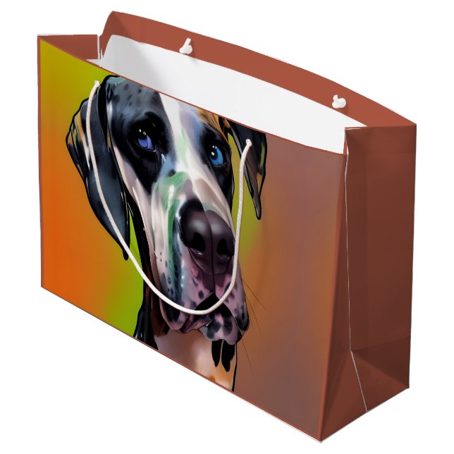 Bolsa De Regalo Grande Cute Harlequin Great Dane (Angulo reverso)