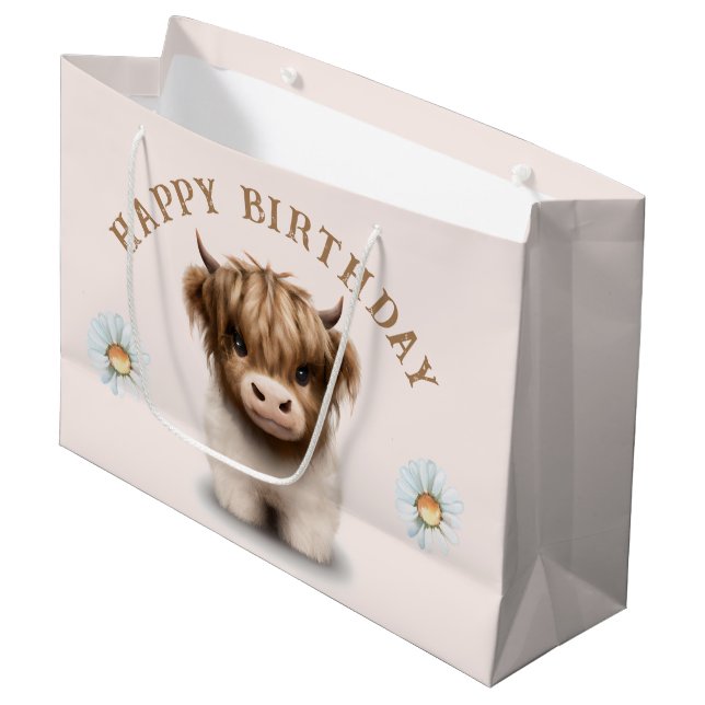 Bolsa De Regalo Grande Cute Highlands Escocia Cow (Angulo Anverso)