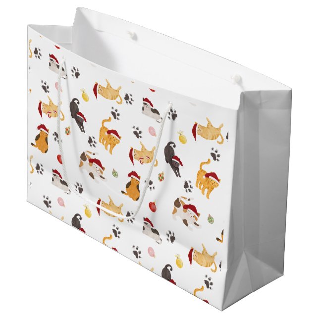 Bolsa De Regalo Grande Cute Holiday Cat Pattern (Angulo Anverso)