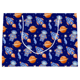 Bolsa De Regalo Grande Cute Kids Rocket Ships & Astronaut