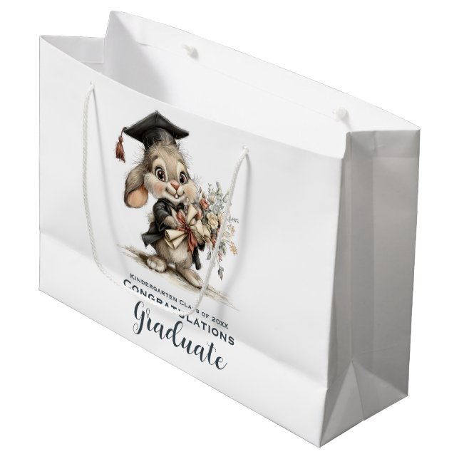 Bolsa De Regalo Grande  Cute Kindergarten Graduation Bunny Design (Angulo Anverso)