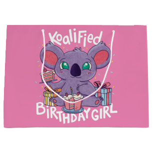 Bolsa De Regalo Grande Cute Koala Bear Koalified Birthday Chica Pink