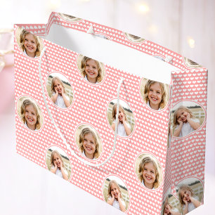 Bolsa De Regalo Grande Cute Love Heart 2 Foto Hermoso Rosa Albaricoque