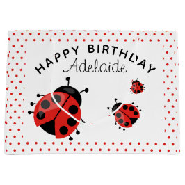 Bolsa De Regalo Grande Cute Moderno Ladybug Rojo Personalizado