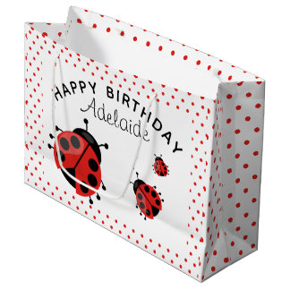 Bolsa De Regalo Grande Cute Moderno Ladybug Rojo Personalizado