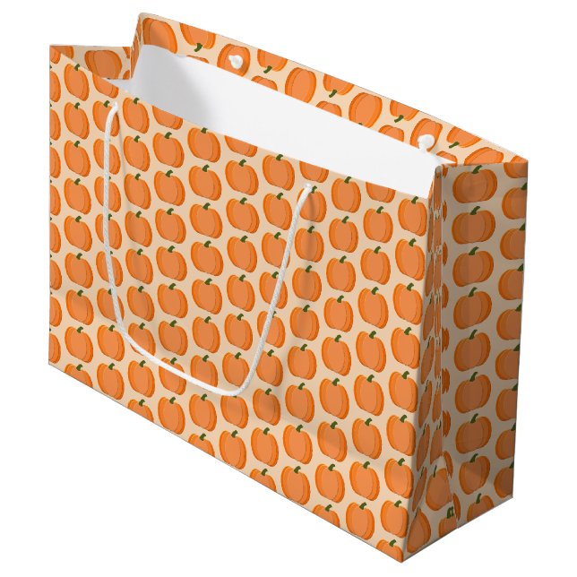 Bolsa De Regalo Grande Cute Naranja Sexo Neutral Calabaza Patterada (Angulo Anverso)