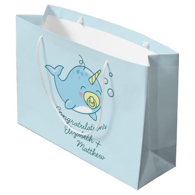 Bolsa De Regalo Grande Cute Narwhal Baby Shower Kawaii (Angulo reverso)
