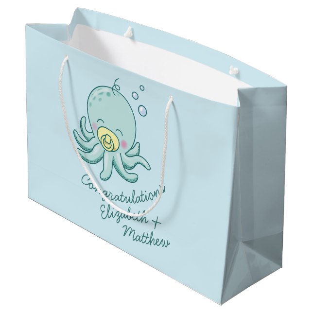 Bolsa De Regalo Grande Cute Octopus Baby Shower Kawaii (Angulo reverso)
